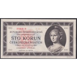 Чехословакия 100 корун 1945 г. (CZECHOSLOVAKIA 100 Korún 1945) P67:Unc