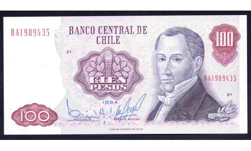 Чили 100 песо 1984 (CHILE 100 Pesos 1984) P 152b : UNC
