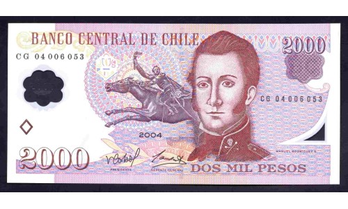 Чили 2000 песо 2004 (CHILE 2000 Pesos 2004) P 160а : UNC