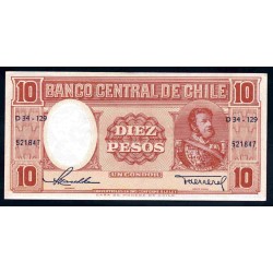 Чили 10 песо ND (1958-1959 г.) (CHILE 10 Pesos (1 Condor) ND (1958-1959)) P120:Unc