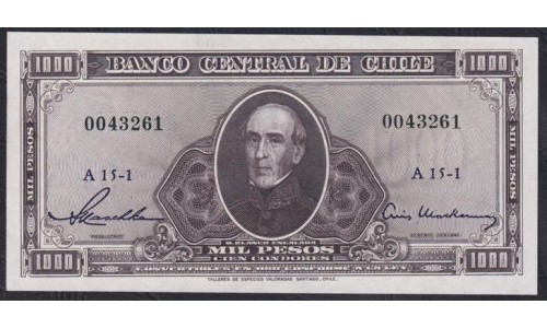 Чили 1000 песо (1947-1959) РЕДКИЕ (CHILE 1000 Pesos (1947-1959)) P 116(5): UNC
