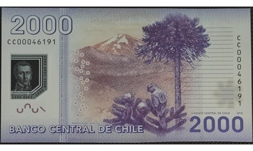 Чили 2000 песо 2012 (CHILE 2000 Pesos 2012) P 162b : UNC