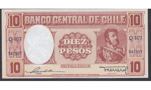 Чили 10 песо (1947-1958) (CHILE 10 Pesos (1947-1958)) P 111(3): UNC