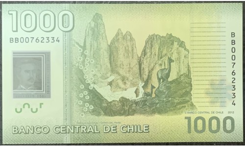 Чили 1000 песо 2012 (CHILE 1000 Pesos 2012) P 161c : UNC