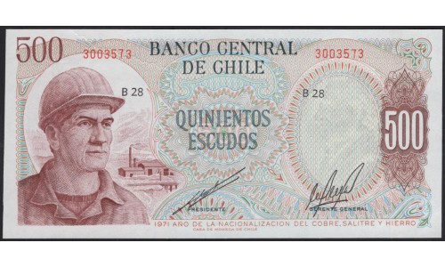 Чили 500 эскудо 1971 (CHILE 500 Escudos 1971) P145(2) : UNC