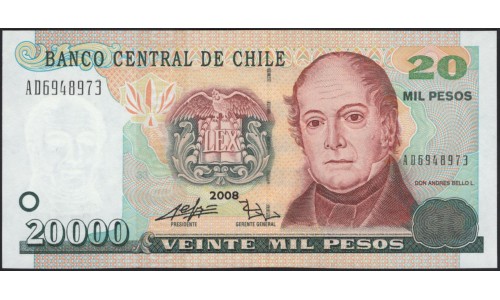 Чили 20000 песо 2008 (CHILE 20000 Pesos 2008) P 159b : UNC