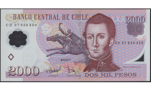 Чили 2000 песо 2007 (CHILE 2000 Pesos 2007) P 160b : UNC