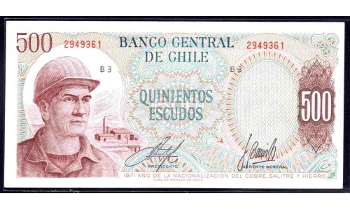 Чили 500 эскудо 1971 (CHILE 500 Escudos 1971) P145(1) : UNC