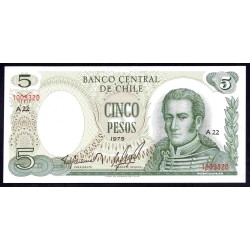 Чили 5 песо 1975 (CHILE 5 Pesos 1975) P 149a : UNC