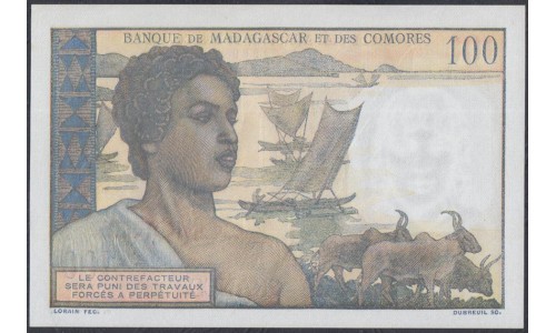 Коморские Острова 100 франков 1960 - 63 года (COMORES 100 francs 1960 - 63) P 3: UNC