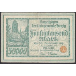 Данциг 50000 марок 1923 г. (DANZIG 50000 Mark 1923) P 19: VF/XF
