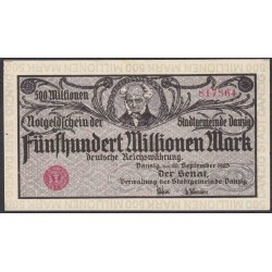 Данциг  500 миллионов марок 1923 г. (DANZIG  500.000.000 Mark 1923) P 28: XF
