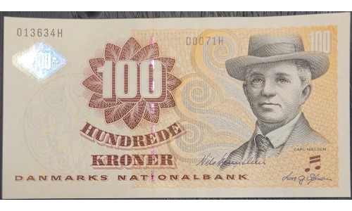 Дания 100 крон 2008 года. Редкий Префикс (DENMARK 100 Kroner 2008) P 61i: UNC