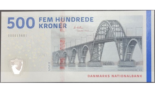 Дания 500 крон 2019 (DENMARK 500 Kroner 2019) P W73(2): UNC