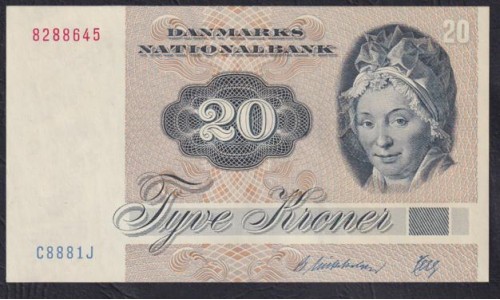 Дания 20 крон 1987 (DENMARK 20 Kroner 1987) P 49g(1): UNC