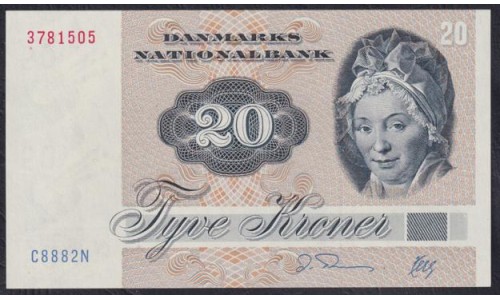 Дания 20 крон 1988 (DENMARK 20 Kroner 1988) P 49h(2): UNC