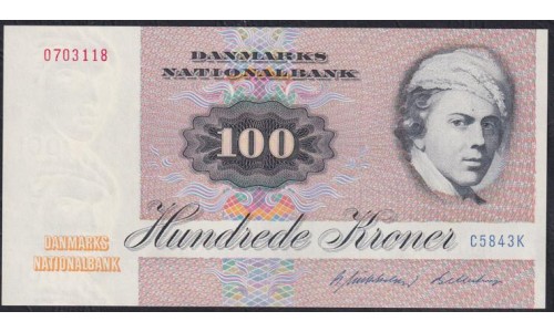 Дания 100 крон 1984 года, 0703118 C5843K (DENMARK 100 Kroner 1984) P 51l(1): UNC