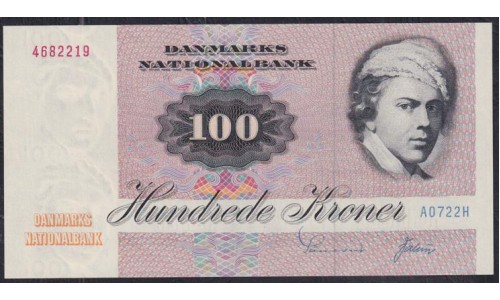 Дания 100 крон 1972 год, 4682219 A 0722H (DENMARK 100 Kroner 1975) P 51a(1): UNC