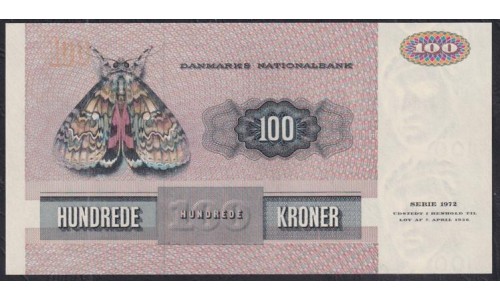 Дания 100 крон 1972 год, 4682219 A 0722H (DENMARK 100 Kroner 1975) P 51a(1): UNC