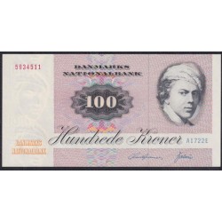 Дания 100 крон 1972 год, 5934511 A1722E (DENMARK 100 Kroner 1975) P 51a: UNC