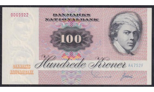 Дания 100 крон 1975 года, 0069922 A4752F (DENMARK 100 Kroner 1975) P 51b(2): UNC