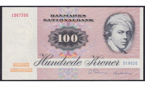 Дания 100 крон 1986 года, 1567200 D1862D (DENMARK 100 Kroner 1986) P 51o(2): UNC