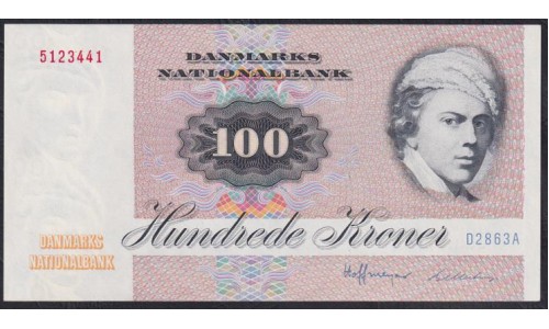 Дания 100 крон 1986 года, 5123441 D2863A (DENMARK 100 Kroner 1986) P 51o(3): UNC