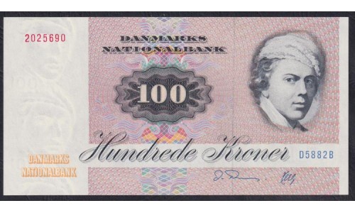 Дания 100 крон 1988 года, 2025690 D5882B (DENMARK 100 Kroner 1988) P 51r(2): UNC