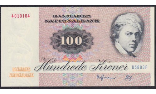 Дания 100 крон 1988 года, 4010104 D5883F (DENMARK 100 Kroner 1988) P 51r(3): UNC