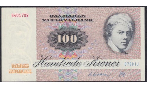 Дания 100 крон 1989, 6401708 (DENMARK 100 Kroner 1989) P 51s : UNC