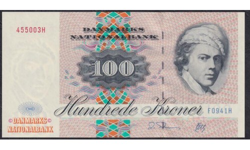 Дания 100 крон 1994 года, 455003H F0941H (DENMARK 100 Kroner 1994) P 54a(2): UNC