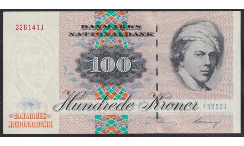 Дания 100 крон 1995 года, 326141J F5952J (DENMARK 100 Kroner 1995) P 54d: UNC