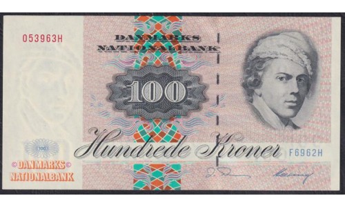 Дания 100 крон 1996 года, 053963H F6962H (DENMARK 100 Kroner 1996) P 54f: UNC