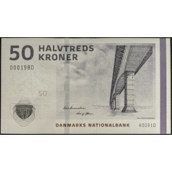 Дания 50 крон 2009 серия A0 (DENMARK 50 Kroner 2009) P 65a : UNC