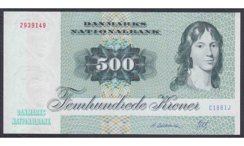 Дания 500 крон 1988 (DENMARK 500 Kroner 1988) P 52d: UNC