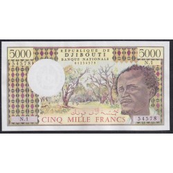 Джибути 5000 франков (1979-2002), РЕДКИЕ (Djibouti 5000 francs (1979-2002)) P 38a: UNC--(Без перегибов, загибов и заломов)