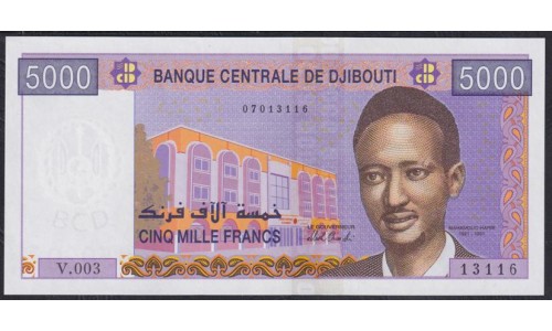 Джибути 5000 франков (2002) (Djibouti 5000 francs (2002)) P 44(2): UNC