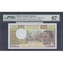 Джибути 5000 франков (1979-2002) (Djibouti 5000 francs (1979-2002)) P 38d: UNC PMG 67 EPQ