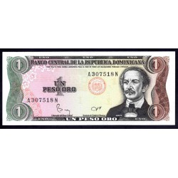 Доминиканская Республика 1 песо 1984 г. (DOMINICAN REPUBLIC 1 Peso Oro 1984 g.) P126а:Unc