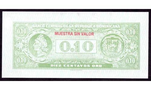 Доминиканская Республика 10 центаво (1961) (DOMINICAN REPUBLIC 10 Centavos (1961)) P 86 : UNC