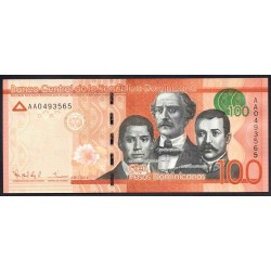 Доминиканская Республика 100 песо 2014 (DOMINICAN REPUBLIC 100 Pesos 2014) P 190а : UNC