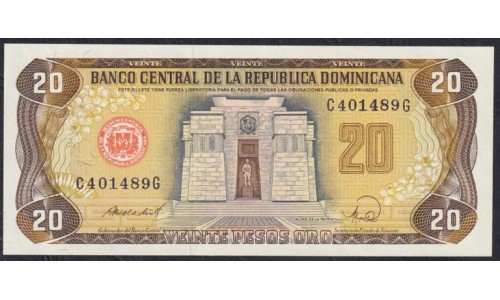 Доминиканская Республика 20 песо 1987 (DOMINICAN REPUBLIC 20 Pesos 1987) P 120c(3): UNC