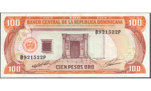 Доминиканская Республика 100 песо 1991 (DOMINICAN REPUBLIC 100 Pesos 1991) P 136a : UNC