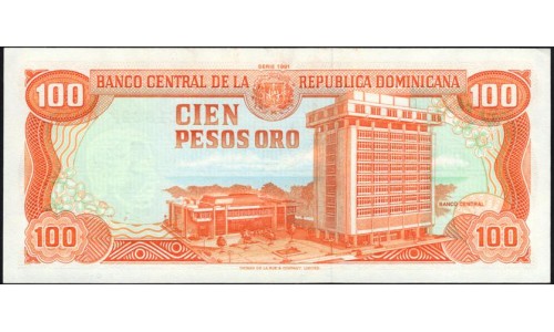 Доминиканская Республика 100 песо 1991 (DOMINICAN REPUBLIC 100 Pesos 1991) P 136a : UNC