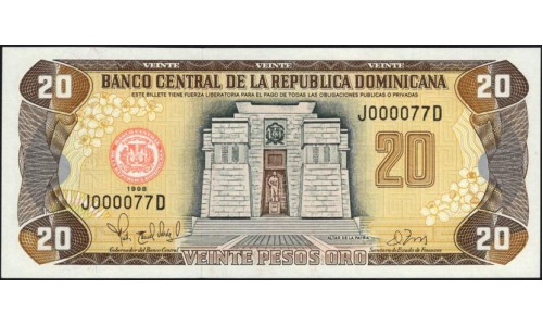 Доминиканская Республика 20 песо 1998 (DOMINICAN REPUBLIC 20 Pesos 1998) P 154b : UNC