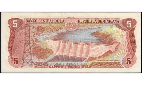 Доминиканская Республика 5 песо 1984 (DOMINICAN REPUBLIC 5 Pesos 1984) P 118c : aUNC