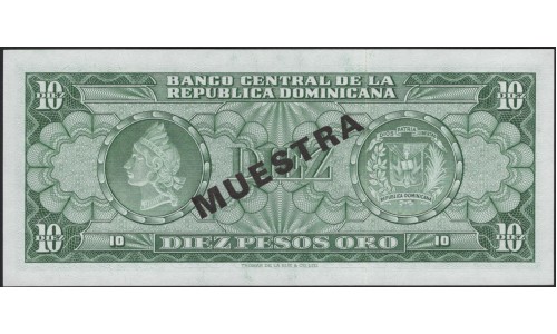 Доминиканская Республика 10 песо 1976 образец (DOMINICAN REPUBLIC 10 Pesos 1976 specimen) P 110s : UNC