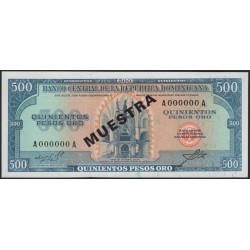 Доминиканская Республика 500 песо 1975 образец (DOMINICAN REPUBLIC 500 Pesos 1975 specimen) P 114s : UNC