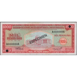 Доминиканская Республика 1000 песо 1976 образец (DOMINICAN REPUBLIC 1000 Pesos 1976 specimen) P 115s : UNC-
