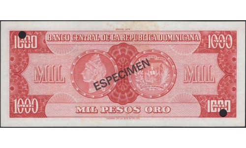 Доминиканская Республика 1000 песо 1976 образец (DOMINICAN REPUBLIC 1000 Pesos 1976 specimen) P 115s : UNC-